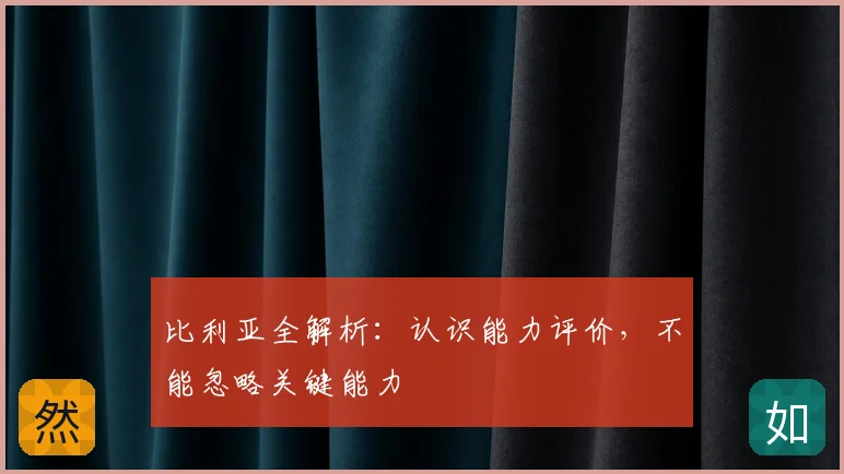 比利亚全解析：认识能力评价，不能忽略关键能力